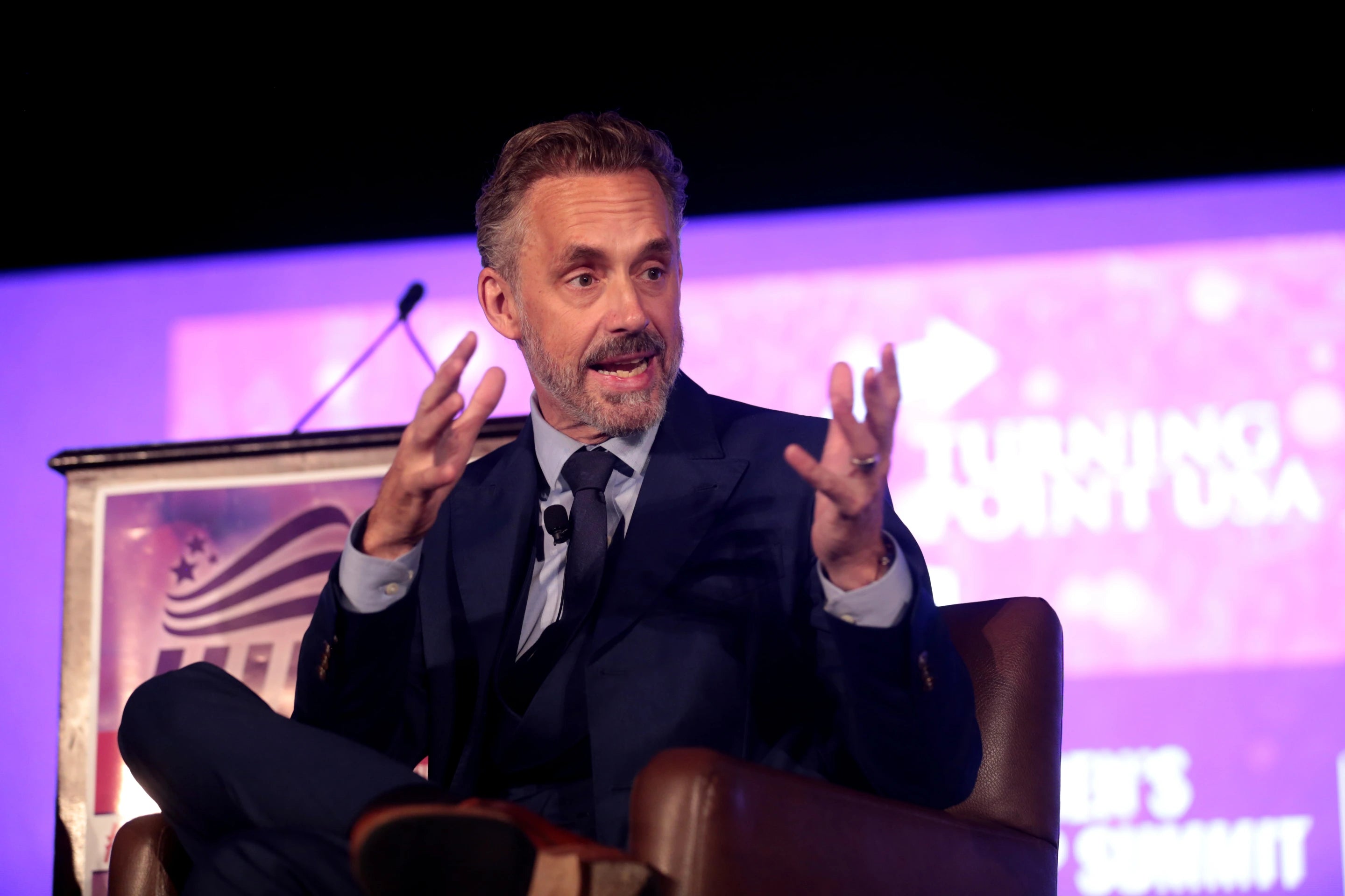 Dr. Jordan Peterson speaking on stage